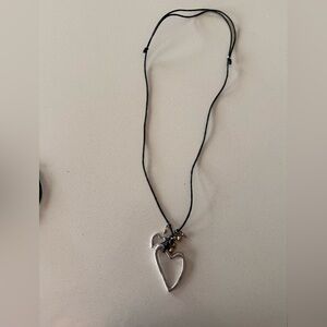Chico’s Brushed Silver Heart Pendant Necklace